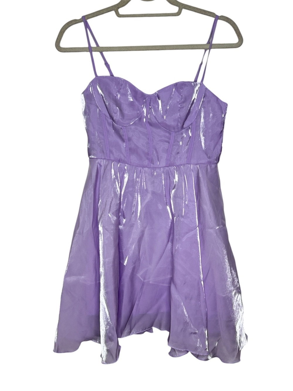 CIDER Lavender Iridescent Bustier Mini Dress Size Medium Fairycore